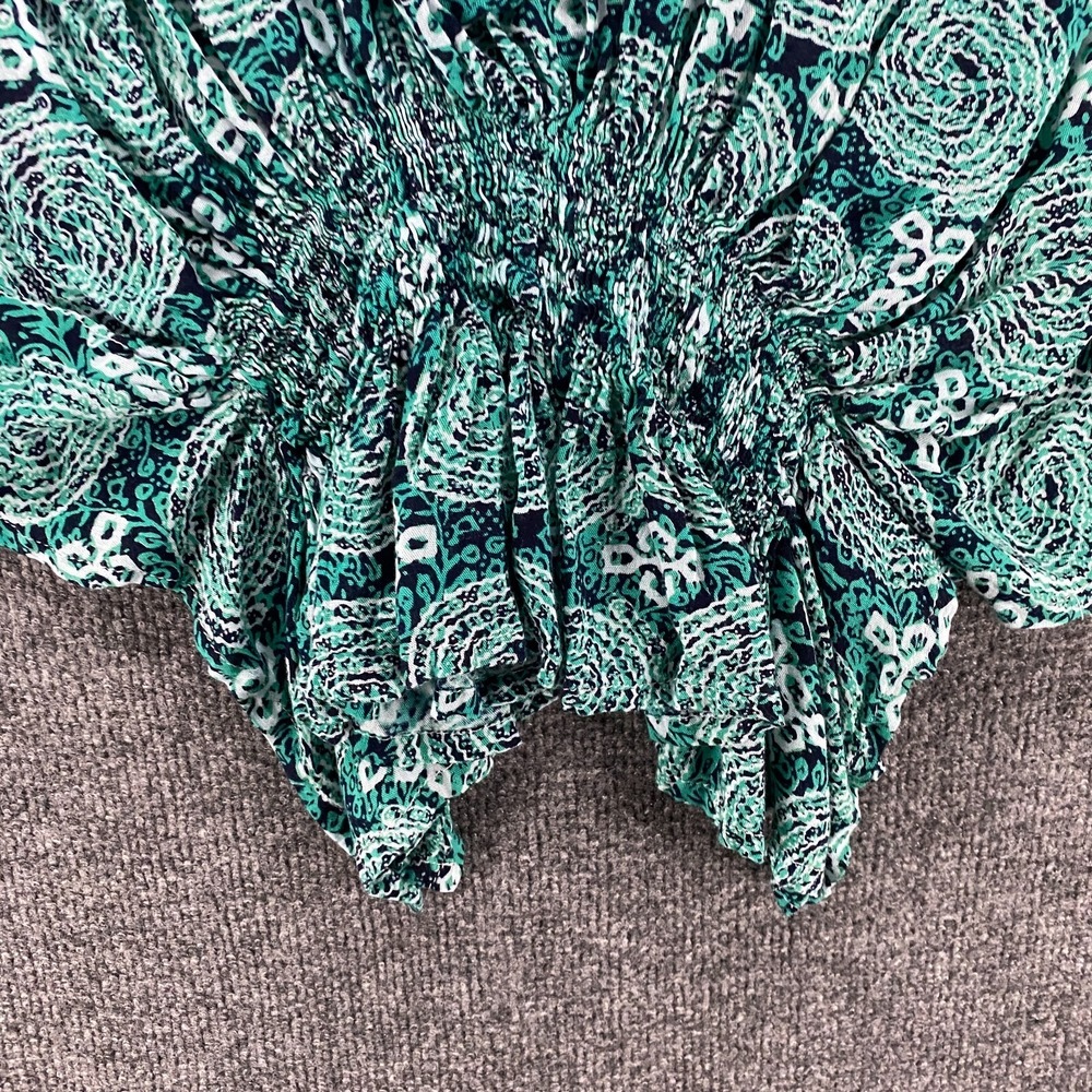 World Market Blouse Top Womens L/XL Green Paisley Pullover Poncho Beachy Boho - Picture 4 of 7